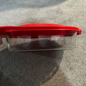 Pyrex Ware 2.5qt/2.35 L Rectangular Style Casserole Dish Red Lid Made In USA